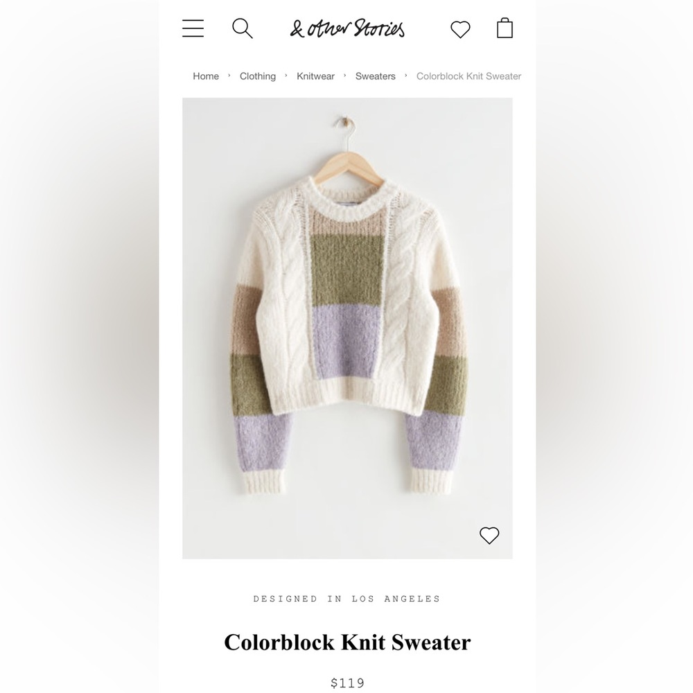 & And Other Stories Colorblock Cable Pullover Sweater